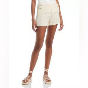 L’ AGENCE JUDE HIGH WAIST LINEN SAILOR SHORTS 28 6 cream ivory nautical designer
